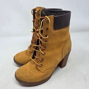 Timberland Earthkeepers High Heel Wheat Nubuck Leather Ankle Boots Womens Size 6